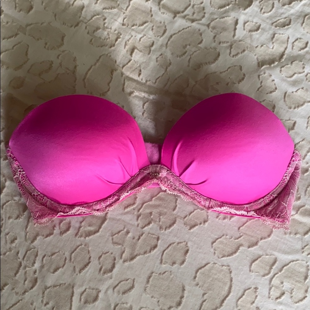Strapless hot pink VS bra
